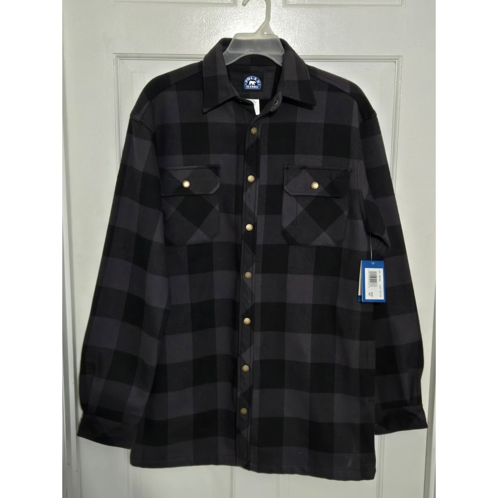 Polar King Mens Flannel heavy button up shirt fleece lining sz‎ Medium Tall NWT